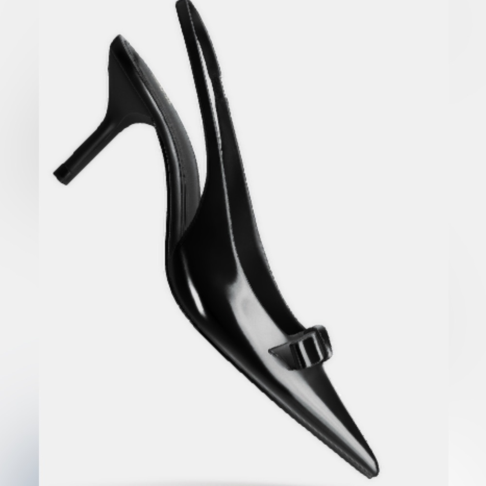 Zara Black Heeled Slingback Shoes